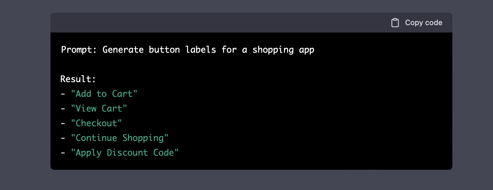 Creating labels for the shopping app